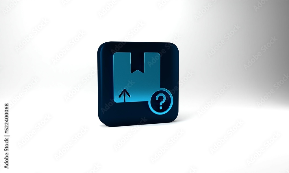Blue Carton cardboard box icon isolated on grey background. Box, package, parcel sign. Delivery and packaging. Blue square button. 3d illustration 3D render Blue Carton cardboard box icon isolated on grey background. Box, package, parcel sign. Delivery and packaging. Blue square button. 3d illustration 3D render
