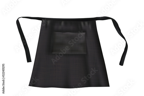 Fotografia Realistic black blank short apron mockup with fabric texture isolated from background