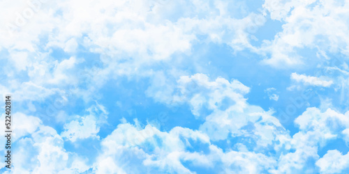 clouds in blue sky for background with watercolor techniques. abstract watercolour painting blue sky overcast above the cloud in panorama background