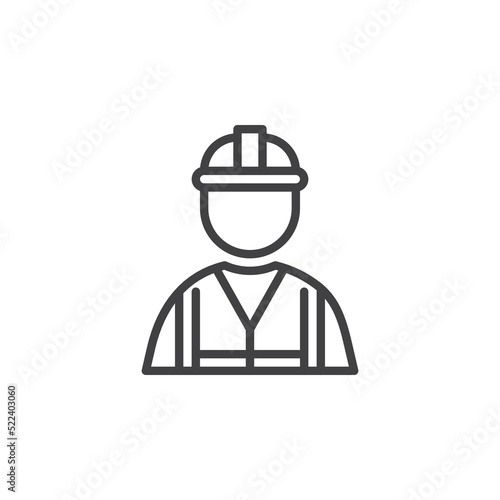 Oil platform worker line icon