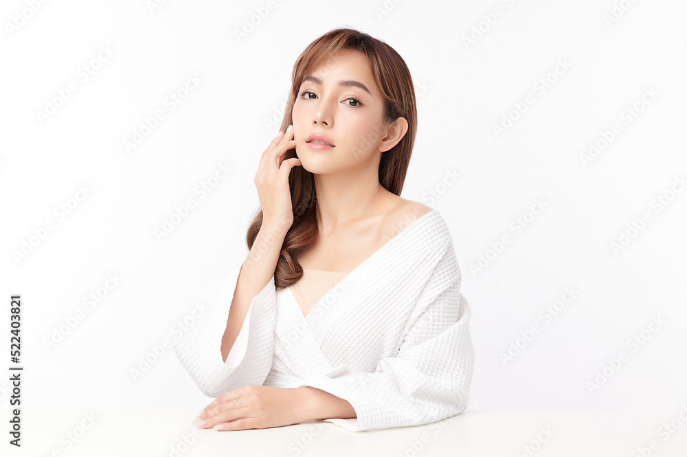 Beautiful young asian woman with clean fresh skin on white background, Face care, Facial treatment, Cosmetology, beauty and spa, Asian women portrait. Beautiful young asian woman with clean fresh skin on white background, Face care, Facial treatment, Cosmetology, beauty and spa, Asian women portrait.