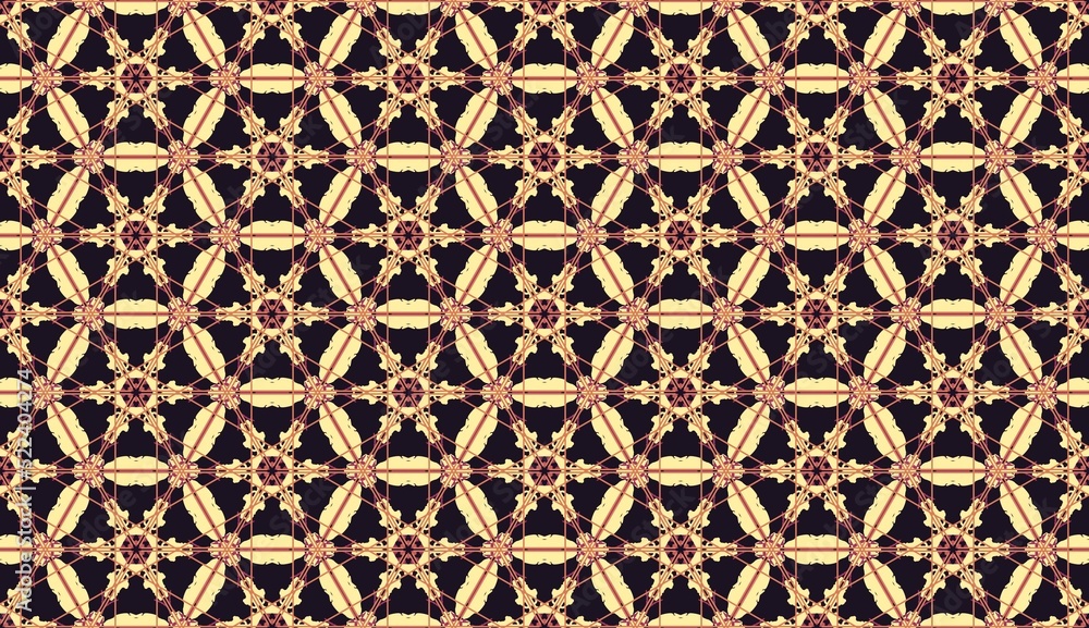 Obraz premium Wallpaper in the style of Baroque. Abstract ethnic ikat pattern. Design for background, wallpaper, illustration, fabric, clothing, batik, carpet, embroidery. Ethnic handmade ornament