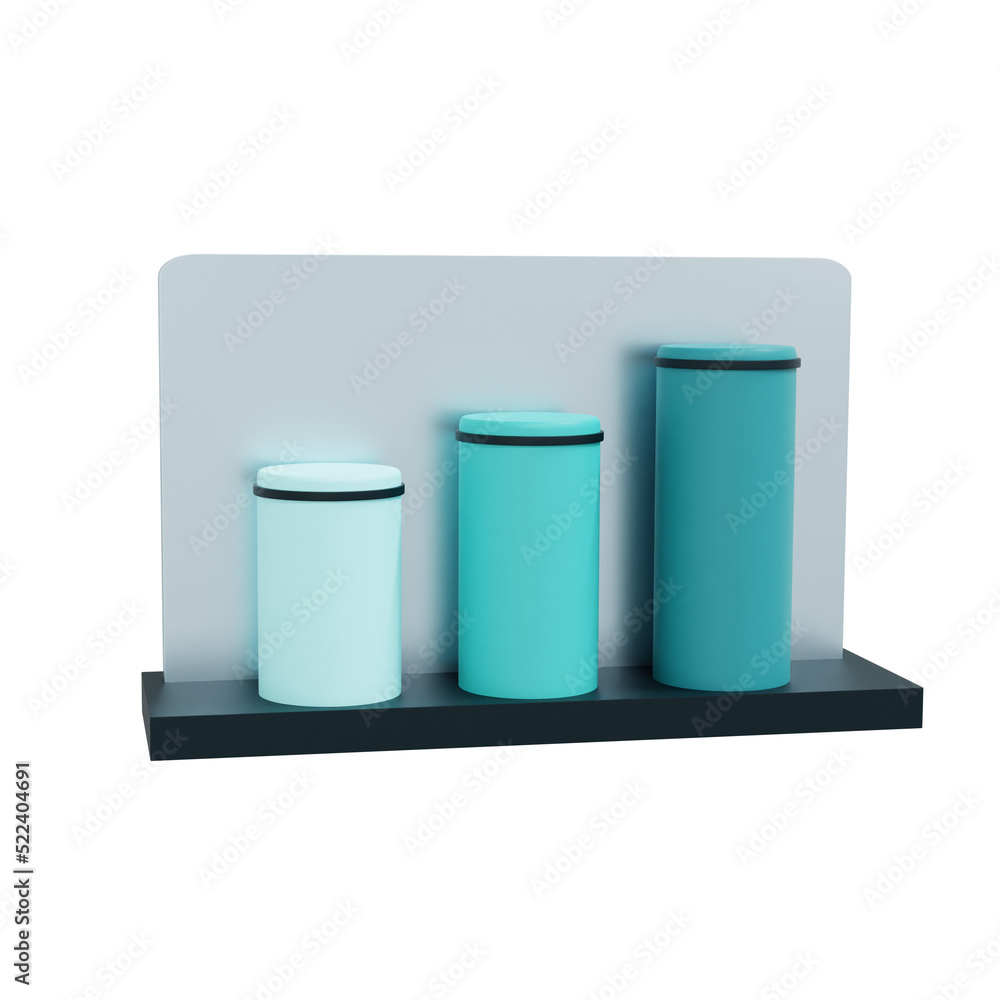 3d Bar Chart illustration in green colour. Diagram icon for business ...
