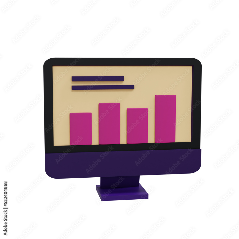 3d-bar-chart-in-computer-monitor-illustration-diagram-icon-for