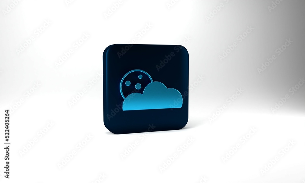 Blue Moon and stars icon isolated on grey background. Cloudy night sign. Sleep dreams symbol. Full moon. Night or bed time sign. Blue square button. 3d illustration 3D render Blue Moon and stars icon isolated on grey background. Cloudy night sign. Sleep dreams symbol. Full moon. Night or bed time sign. Blue square button. 3d illustration 3D render