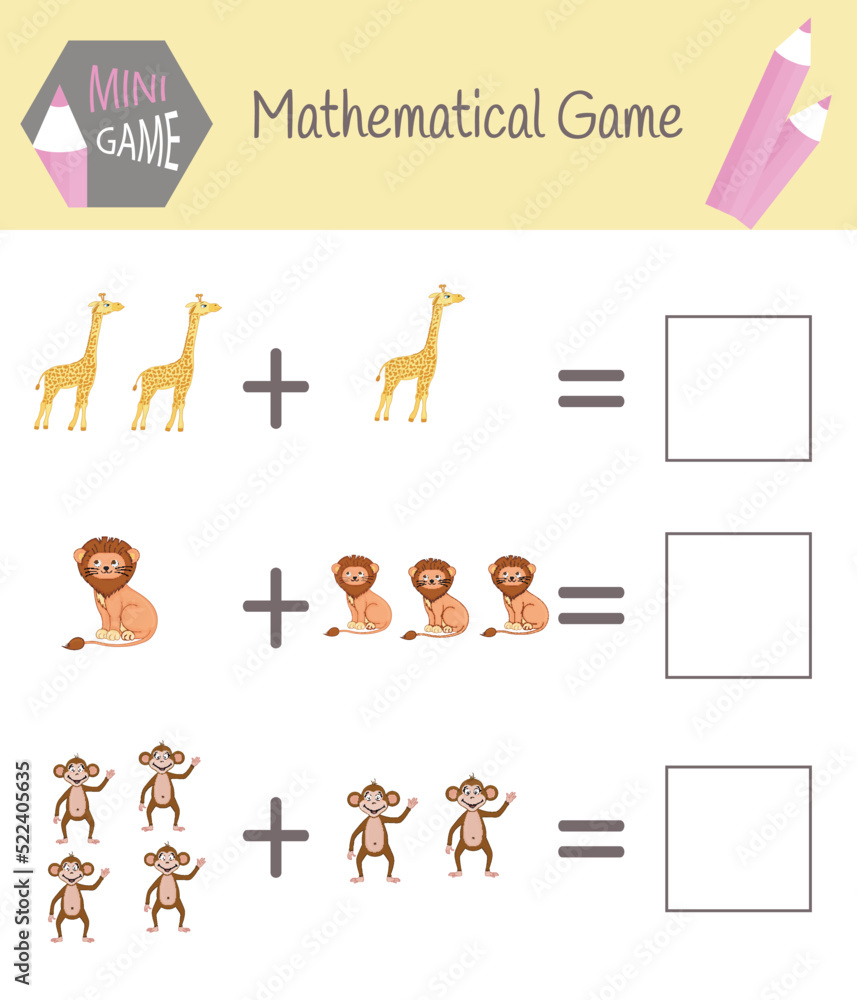 Workbook on mathematics for preschool education. Puzzles for children. Learn to count. Solve examples Workbook on mathematics for preschool education. Puzzles for children. Learn to count. Solve examples