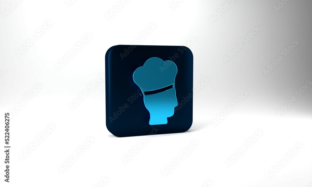Blue Italian cook icon isolated on grey background. Blue square button. 3d illustration 3D render Blue Italian cook icon isolated on grey background. Blue square button. 3d illustration 3D render
