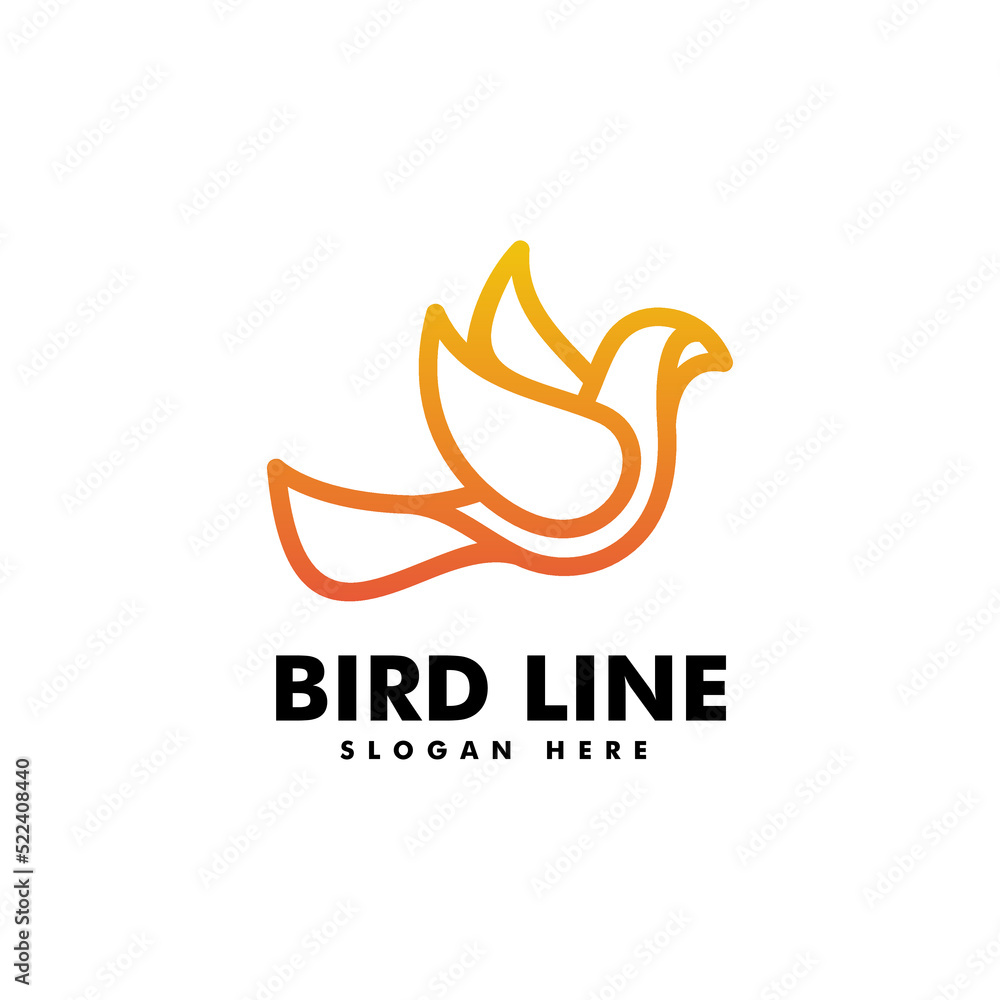 Vector Logo Illustration Bird Gradient Line Art Style. Vector Logo Illustration Bird Gradient Line Art Style.