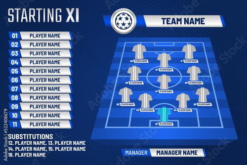 Football graphic for soccer starting lineup squad, Soccer line up, Football starting XI