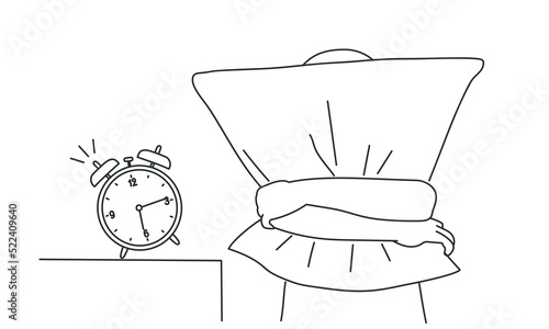 Person has difficulty waking up after the alarm goes off.