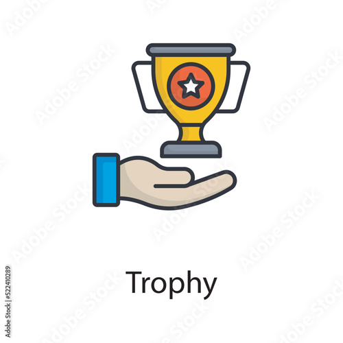 Trophy vector filled outline Icon Design illustration. Sports And Awards Symbol on White background EPS 10 File