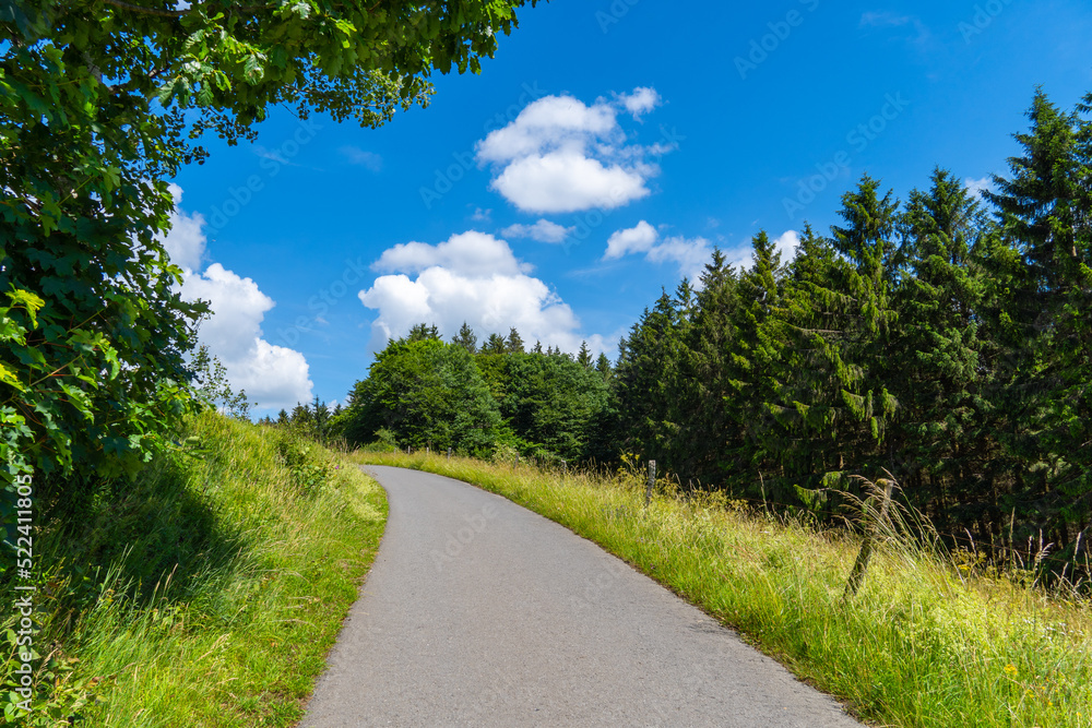 Landscape at Schomberg in Sauerland. Nature with forests and hiking trails near Sundern on the Lennegebirge.
Landscape at Schomberg in Sauerland. Nature with forests and hiking trails near Sundern on the Lennegebirge.