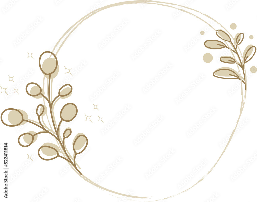 Laurel wreath floral leaf with hand drawn, frame cartoon design Laurel wreath floral leaf with hand drawn, frame cartoon design