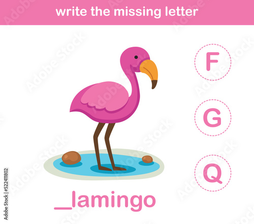 write the missing letter,illustration, vector