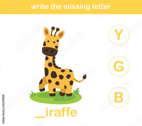 write the missing letter,illustration, vector