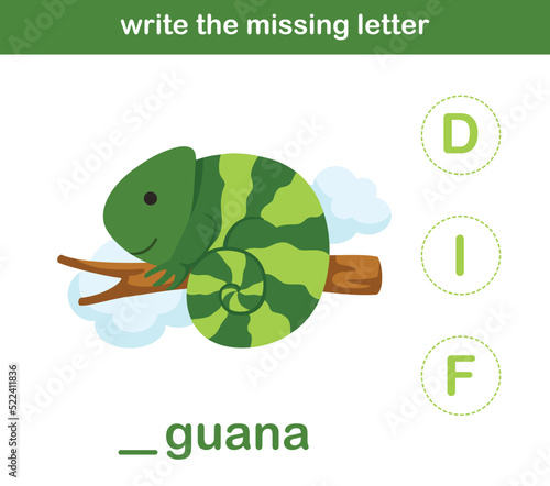 write the missing letter,illustration, vector