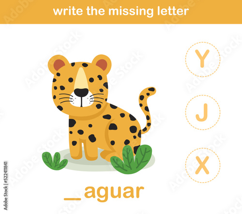 write the missing letter,illustration, vector