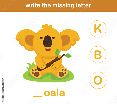write the missing letter,illustration, vector