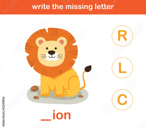 write the missing letter,illustration, vector