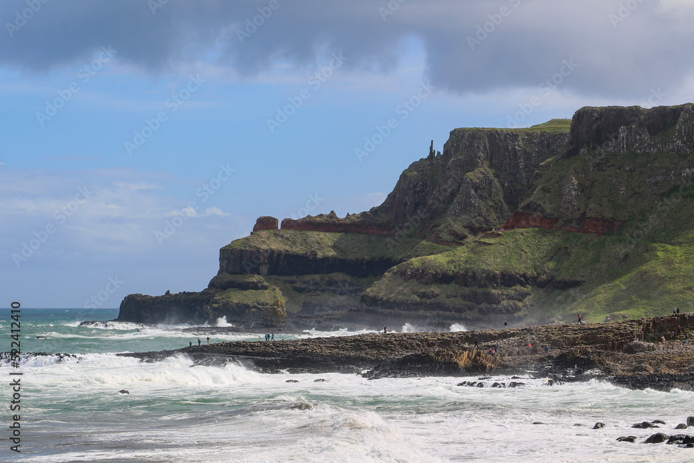 stunning scenery at giants causeway with cliffs and seascape