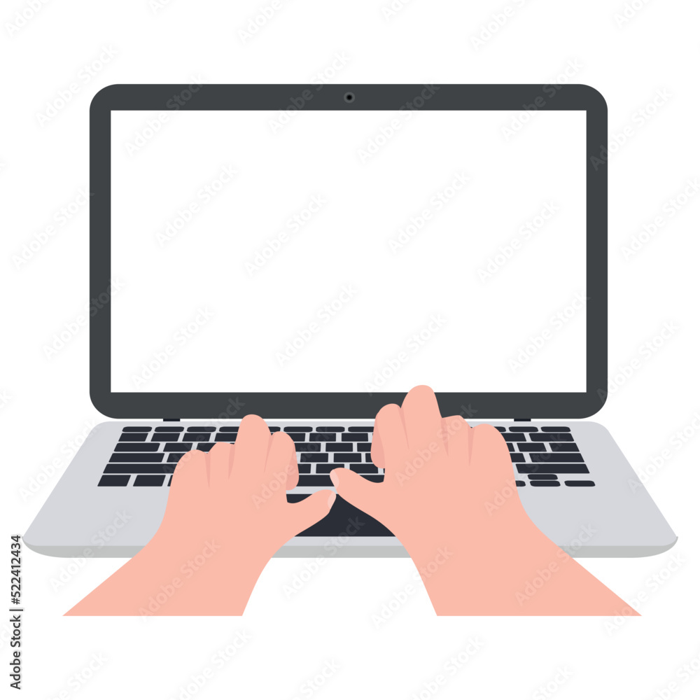 laptop notebook with hand typing working concept laptop notebook with hand typing working concept