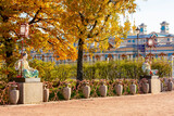 Large Chinese bridge in Alexander park in fall, Pushkin (Tsarskoe Selo), Saint Petersburg, Russia