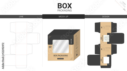 Box packaging and mockup die cut template	
