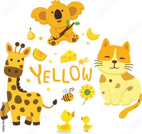 Illustration of isolated color yellow group vector