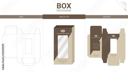 Box packaging and mockup die cut template	
