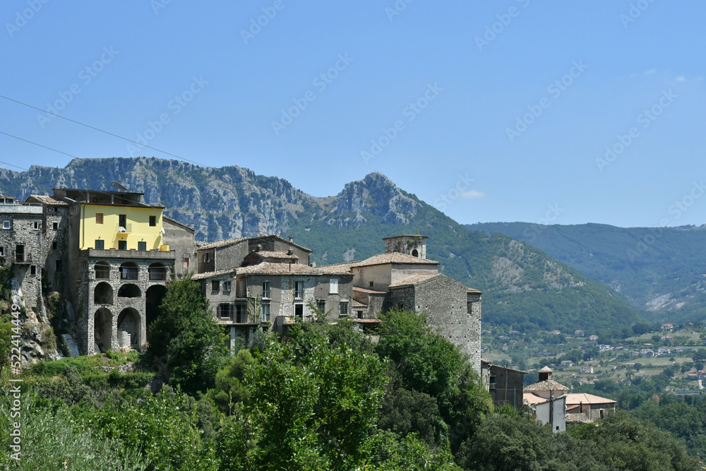 The countryside landscape around Cusano Mutri, a medieval village in the province of Benevento in Italy.
