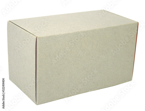 Closed cardboard box isolated on white background photo