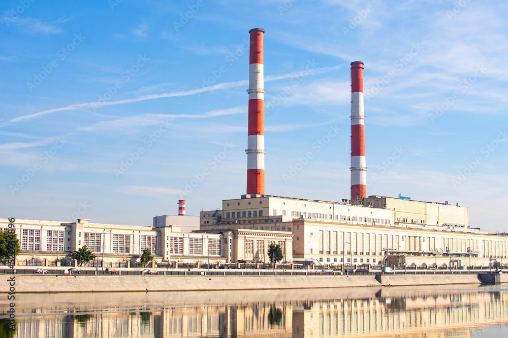 Power station at embankment of Moskva River Power station at embankment of Moskva River