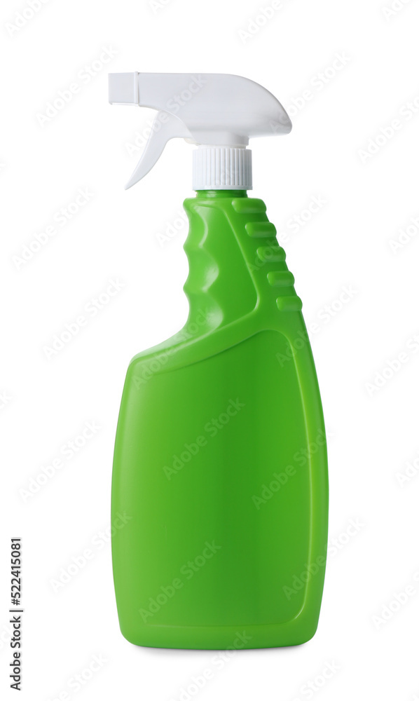Spray bottle of detergent isolated on white. Cleaning supply Spray bottle of detergent isolated on white. Cleaning supply