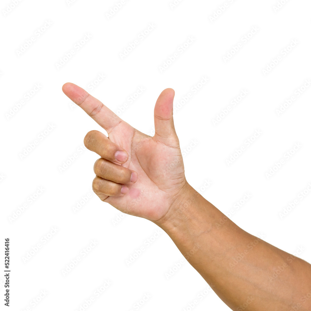 Man hand touch isolated Man hand touch isolated