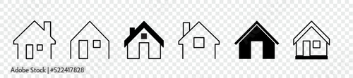 House icons set. Home icon collection. Real estate. Flat style houses symbols for apps and websites on transparent background 