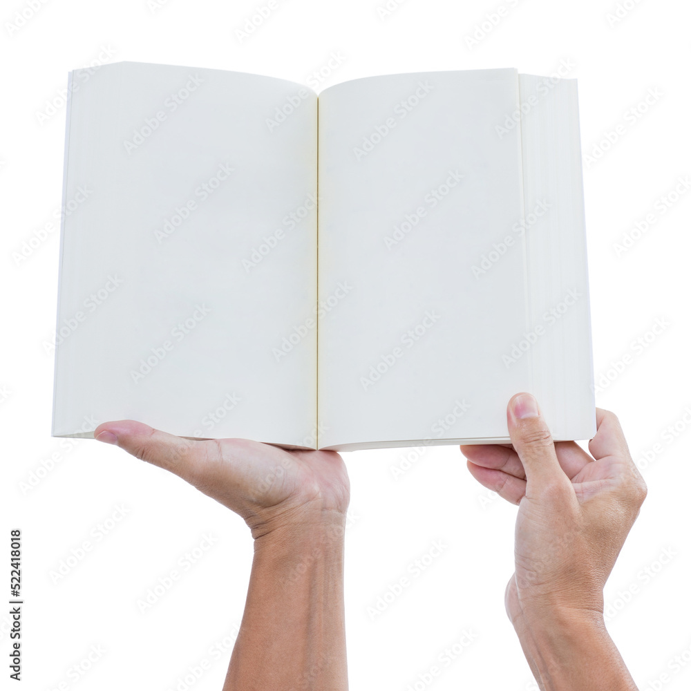 Hand open blank book isolated Hand open blank book isolated