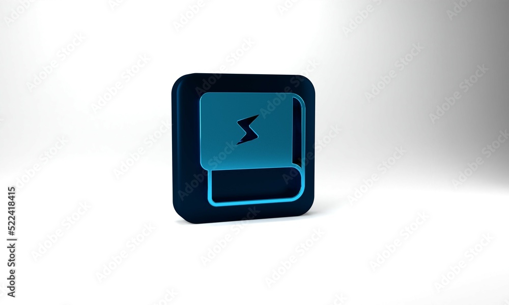 Blue Book about electricity icon isolated on grey background. Blue square button. 3d illustration 3D render Blue Book about electricity icon isolated on grey background. Blue square button. 3d illustration 3D render