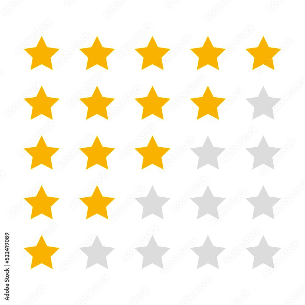 Five stars customer product rating. Flat icon for apps and websites. Five stars customer product rating. Flat icon for apps and websites.