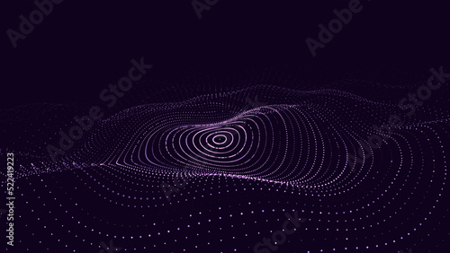 3D digital circular dynamic wave. Technology smart wave. Seamless flow digital structure. Cyber technology background. Vector illustration.