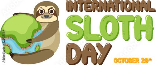 International sloth day banner concept vector