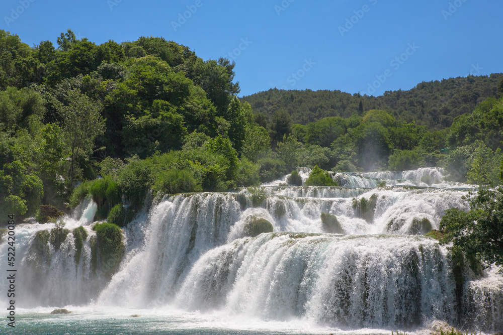 Skradinski buk: waterfalls on the Krka River, Krka National Park, Croatia, one of Croatia’s best-known natural attractions. Skradinski buk: waterfalls on the Krka River, Krka National Park, Croatia, one of Croatia’s best-known natural attractions.