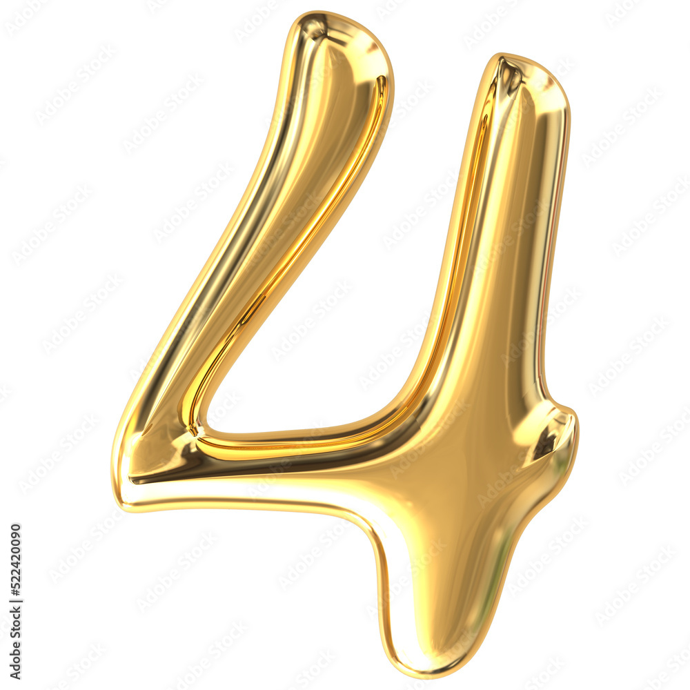 Number 4 gold 3d render Number 4 gold 3d render