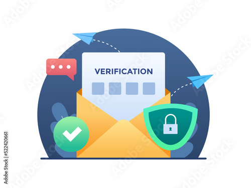 Illustration of Secure email OTP Authentication and verification method. photo