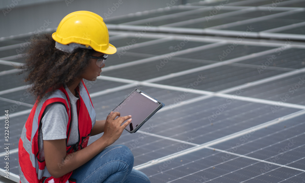 Construction workers clean solar panels for energy.Renewable Energy Battery Clean Mountain Climber Activities Work Uniforms.Managers discuss electric power ecology, human, renewable energy.
Construction workers clean solar panels for energy.Renewable Energy Battery Clean Mountain Climber Activities Work Uniforms.Managers discuss electric power ecology, human, renewable energy.