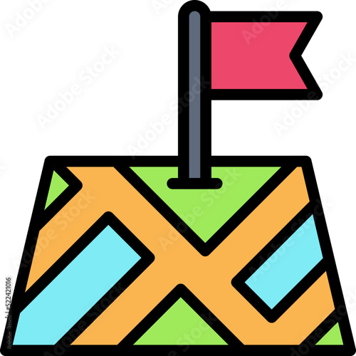 Flag on map icon, location map and navigation vector