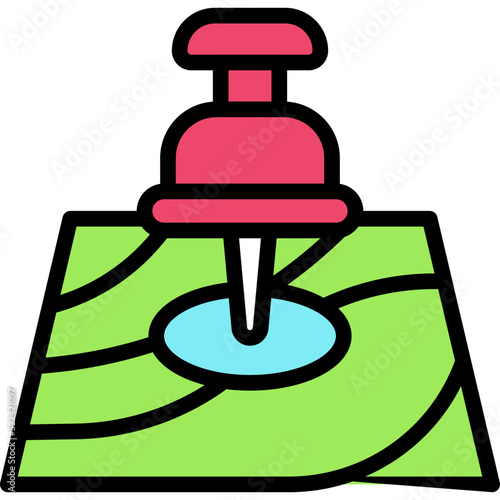 Pushpin on map icon, location map and navigation vector
