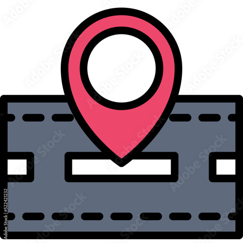 Road pin icon, location map and navigation vector