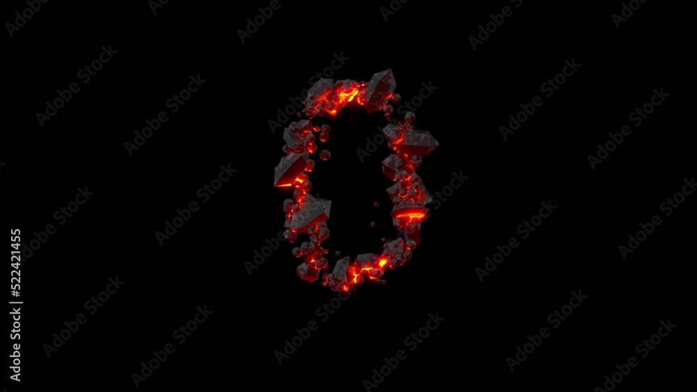 crystal font - number 0 of shining dark magmatic stones, isolated - loop video crystal font - number 0 of shining dark magmatic stones, isolated - loop video