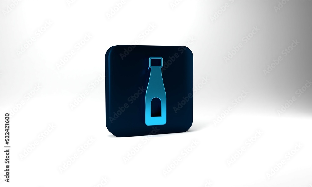 Blue Bottle of water icon isolated on grey background. Soda aqua drink sign. Blue square button. 3d illustration 3D render Blue Bottle of water icon isolated on grey background. Soda aqua drink sign. Blue square button. 3d illustration 3D render