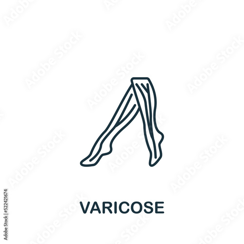 Varicose icon. Monochrome simple Deseases icon for templates, web design and infographics